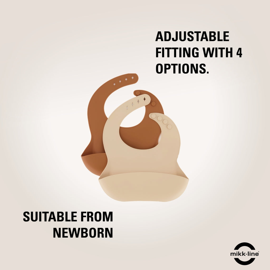 Mikk-Line Silikone Hagesmæk (2 Pak) Tableware WhiteSwan/Brownsugar