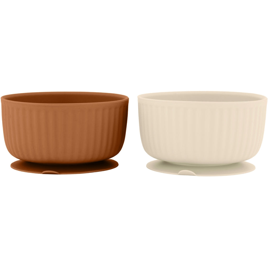 Mikk-Line Silikone Skåle (2 Pak) Tableware WhiteSwan/Brownsugar