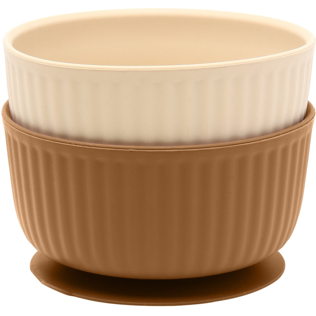 Mikk-Line Silikone Skåle (2 Pak) Tableware WhiteSwan/Brownsugar