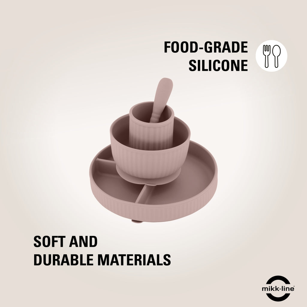 Mikk-Line Silikone Spisesæt Tableware Adobe Rose