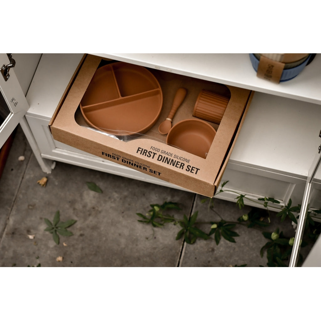 Mikk-Line Silikone Spisesæt Tableware Brown sugar