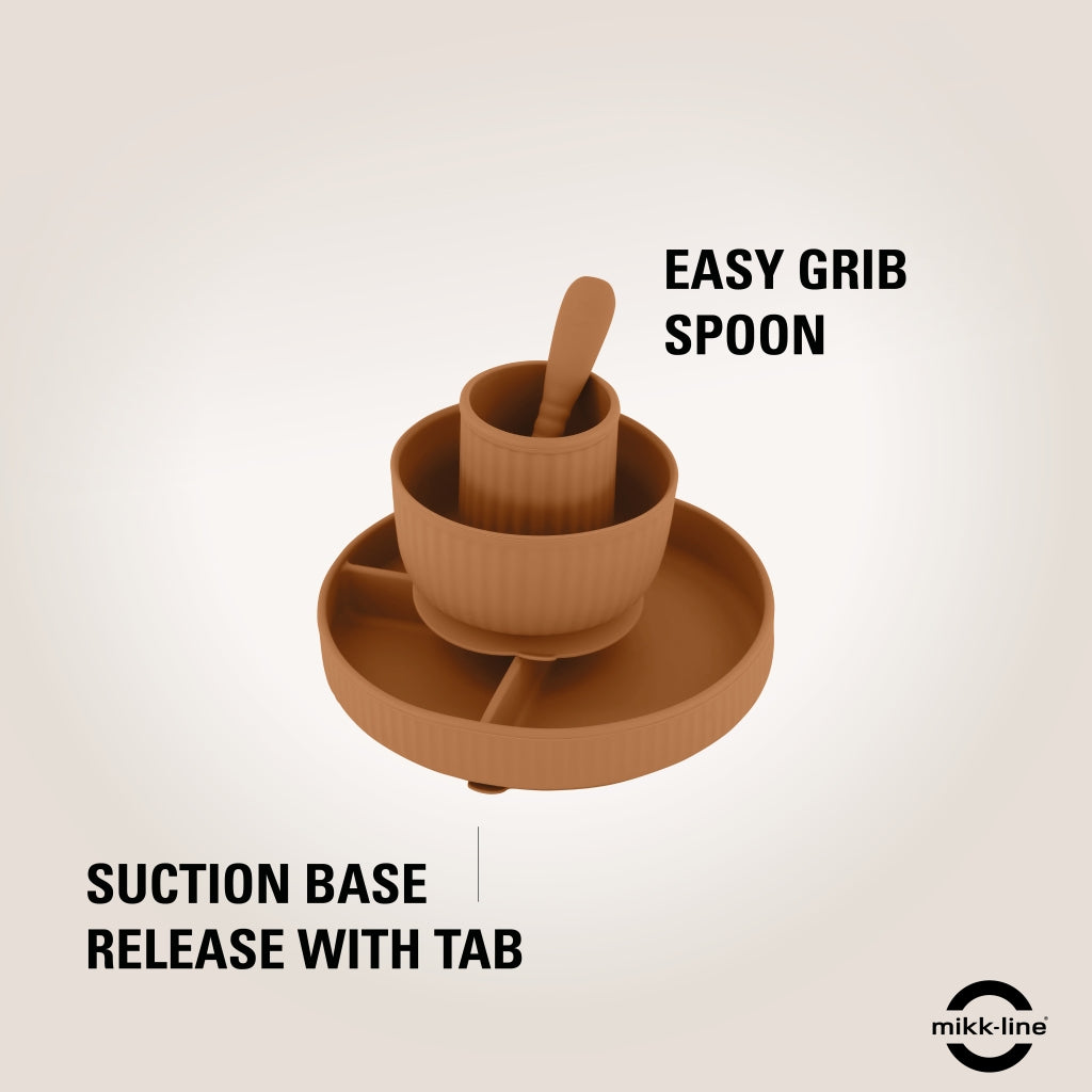 Mikk-Line Silikone Spisesæt Tableware Brown sugar