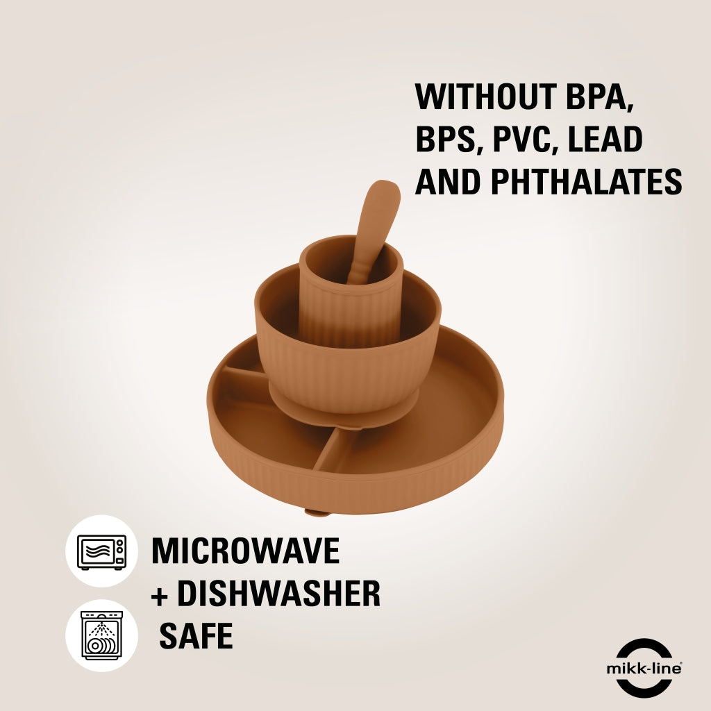 Mikk-Line Silikone Spisesæt Tableware Brown sugar