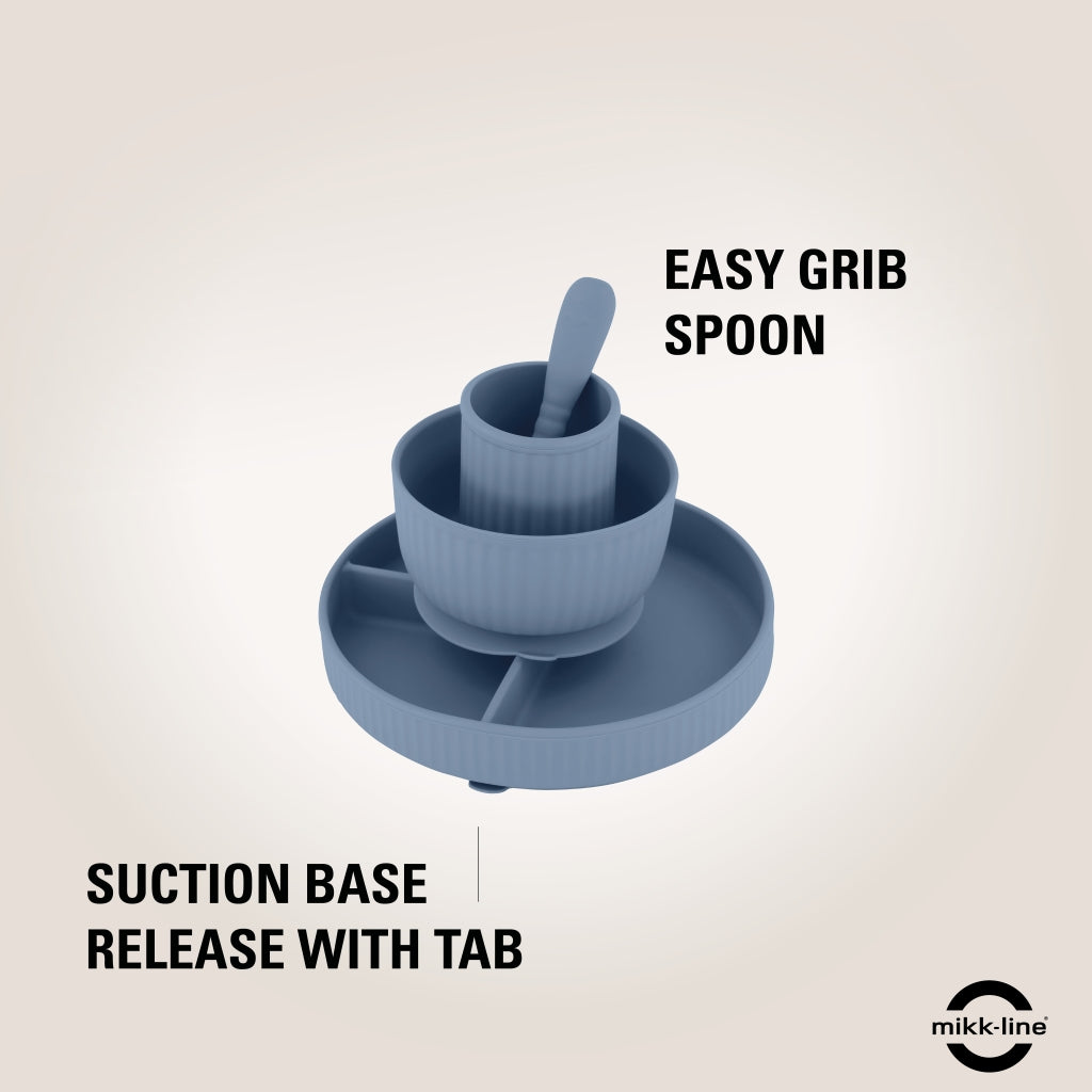 Mikk-Line Silikone Spisesæt Tableware Faded Denim