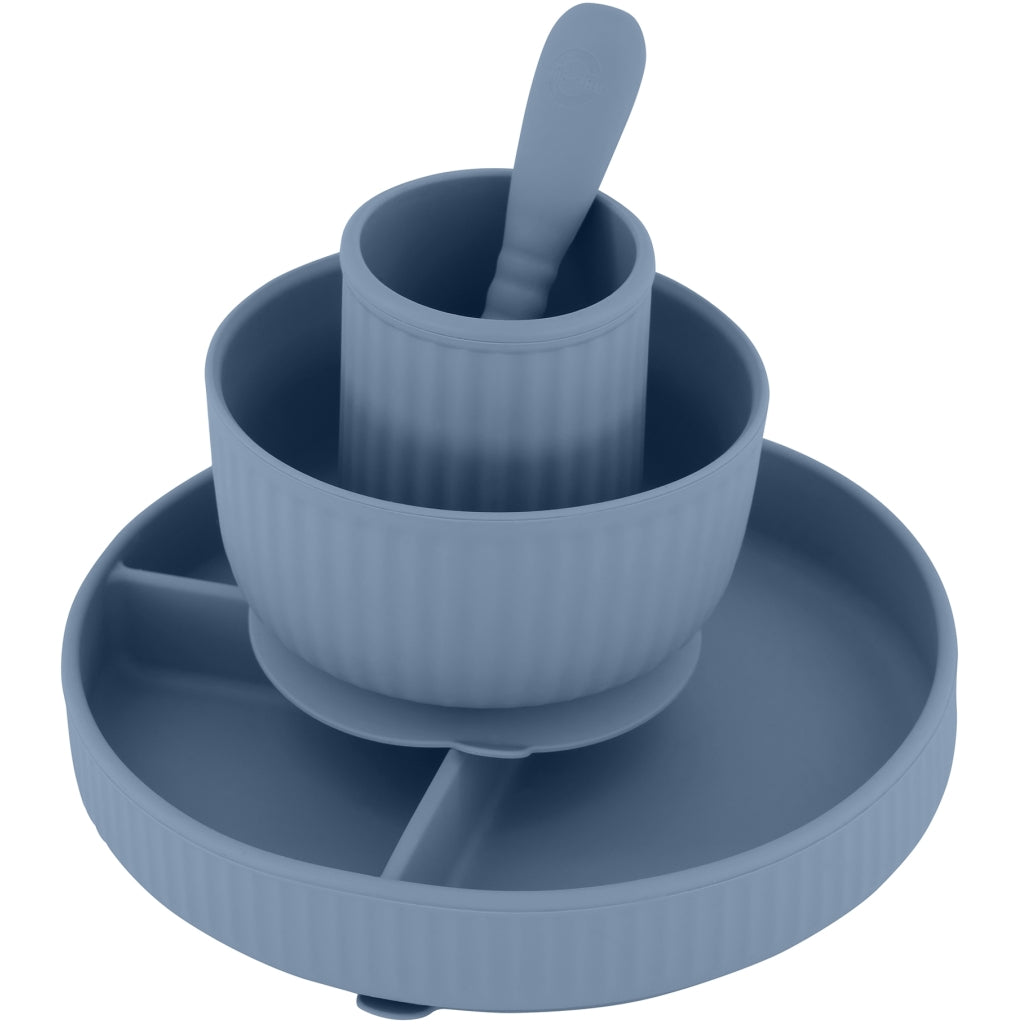 Mikk-Line Silikone Spisesæt Tableware Faded Denim