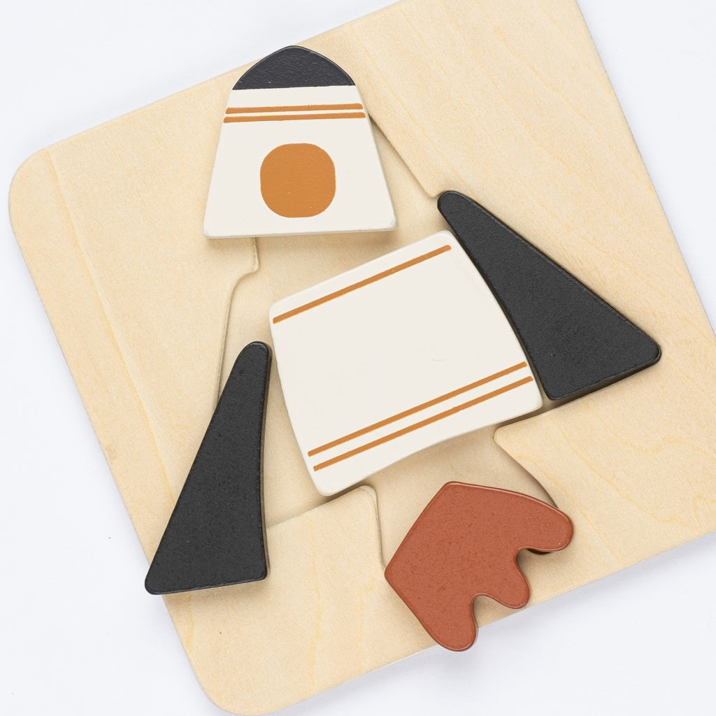 Fabelab Space shuttle & Planet Puzzle - 2 Pack - Wood Wooden Toys Multi Colours