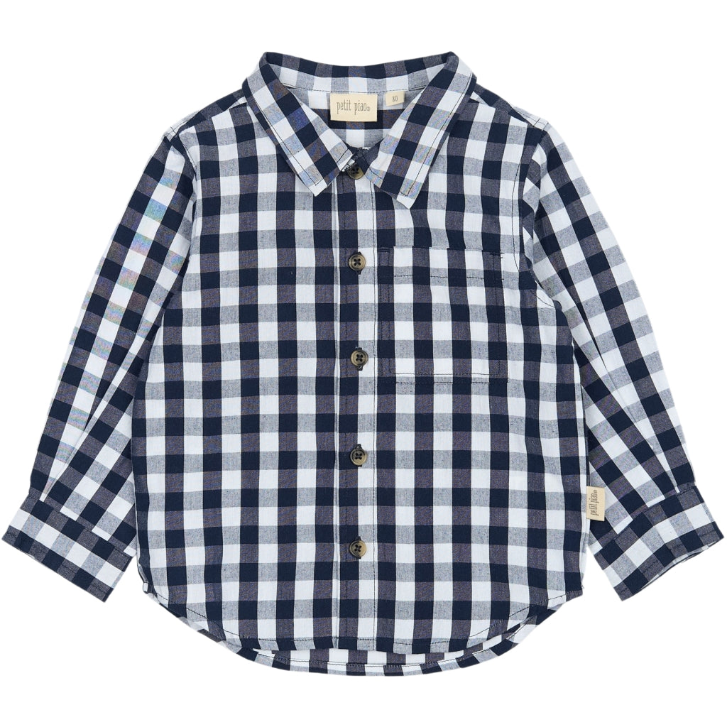 PETIT PIAO Sweat Shirt Motif Skjorter BLUE CHECK