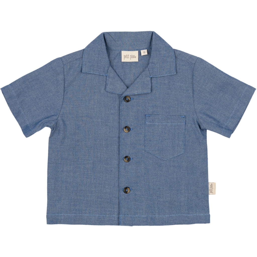 PETIT PIAO Sweat Shirt Motif Skjorter Denim Blå