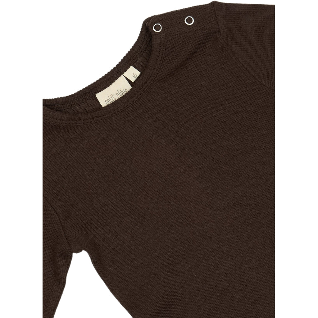 PETIT PIAO T-shirt L/S Modal Langærmet bluse Coffee Bean