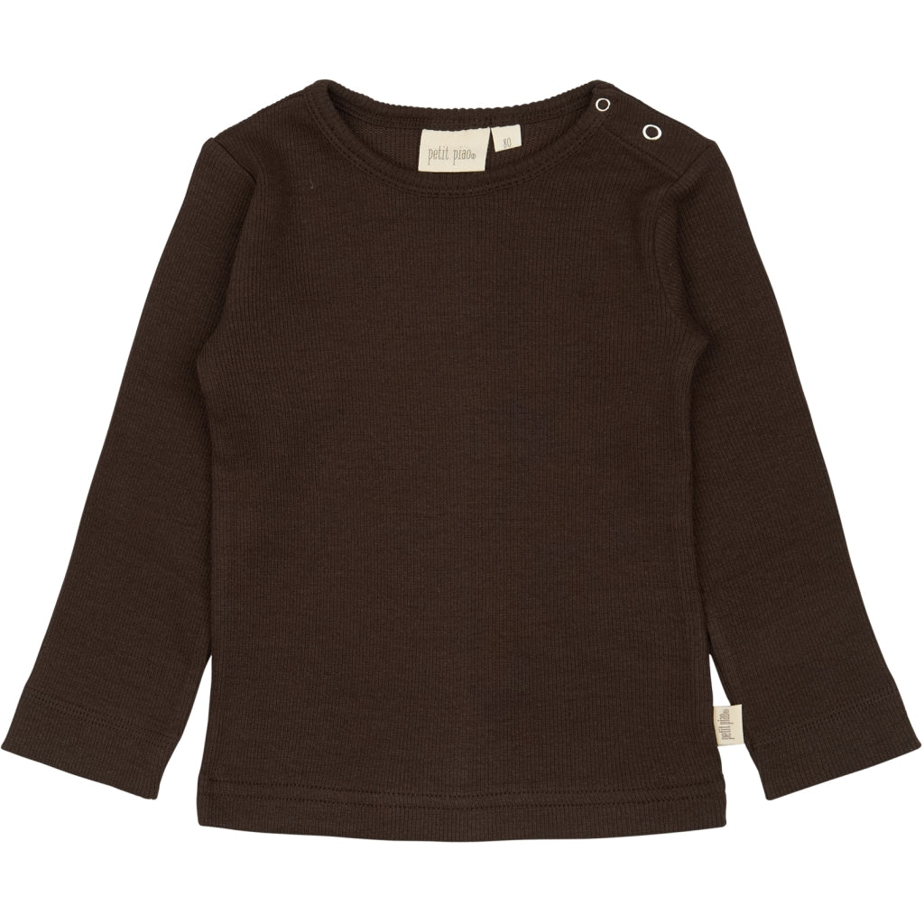 PETIT PIAO T-shirt L/S Modal Langærmet bluse Coffee Bean