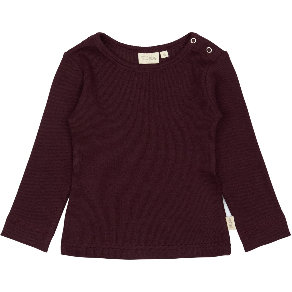 PETIT PIAO T-shirt L/S Modal Langærmet bluse Dark Grape