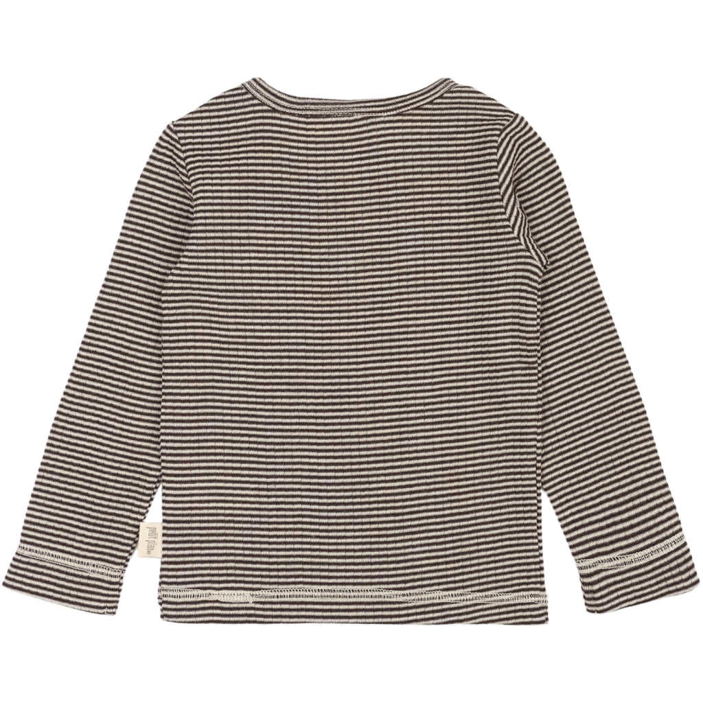 PETIT PIAO T-shirt L/S Modal Langærmet bluse Coffee Bean/Dark Off White