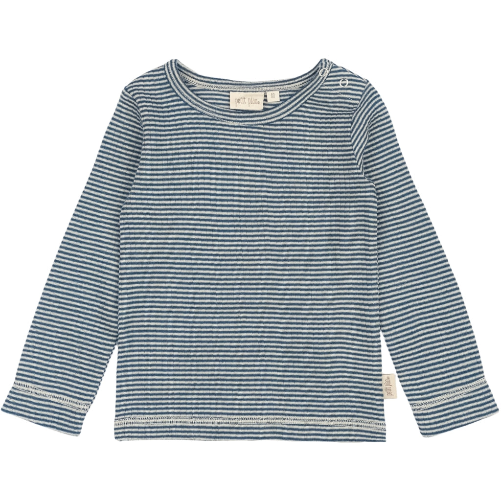 PETIT PIAO T-shirt L/S Modal Langærmet bluse Ensign blue/dark off white