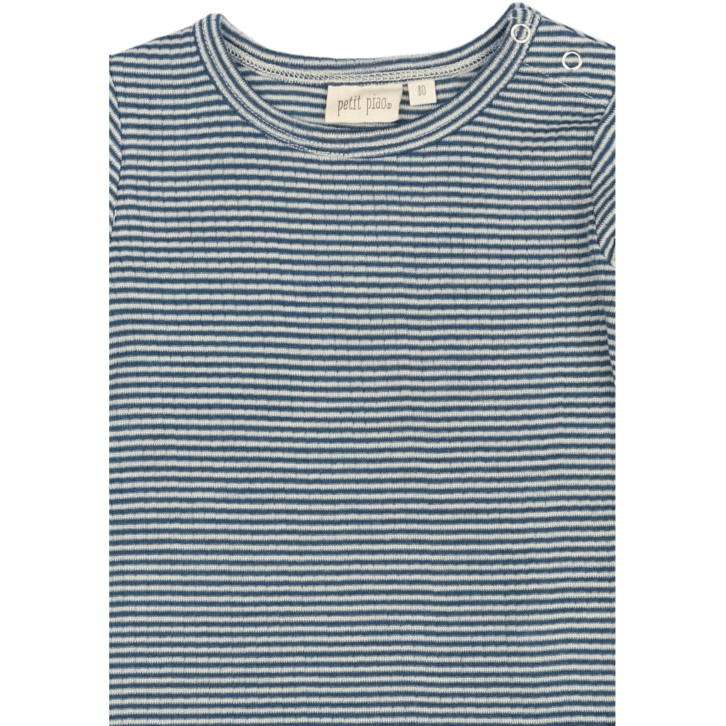 PETIT PIAO T-shirt L/S Modal Langærmet bluse Ensign blue/dark off white