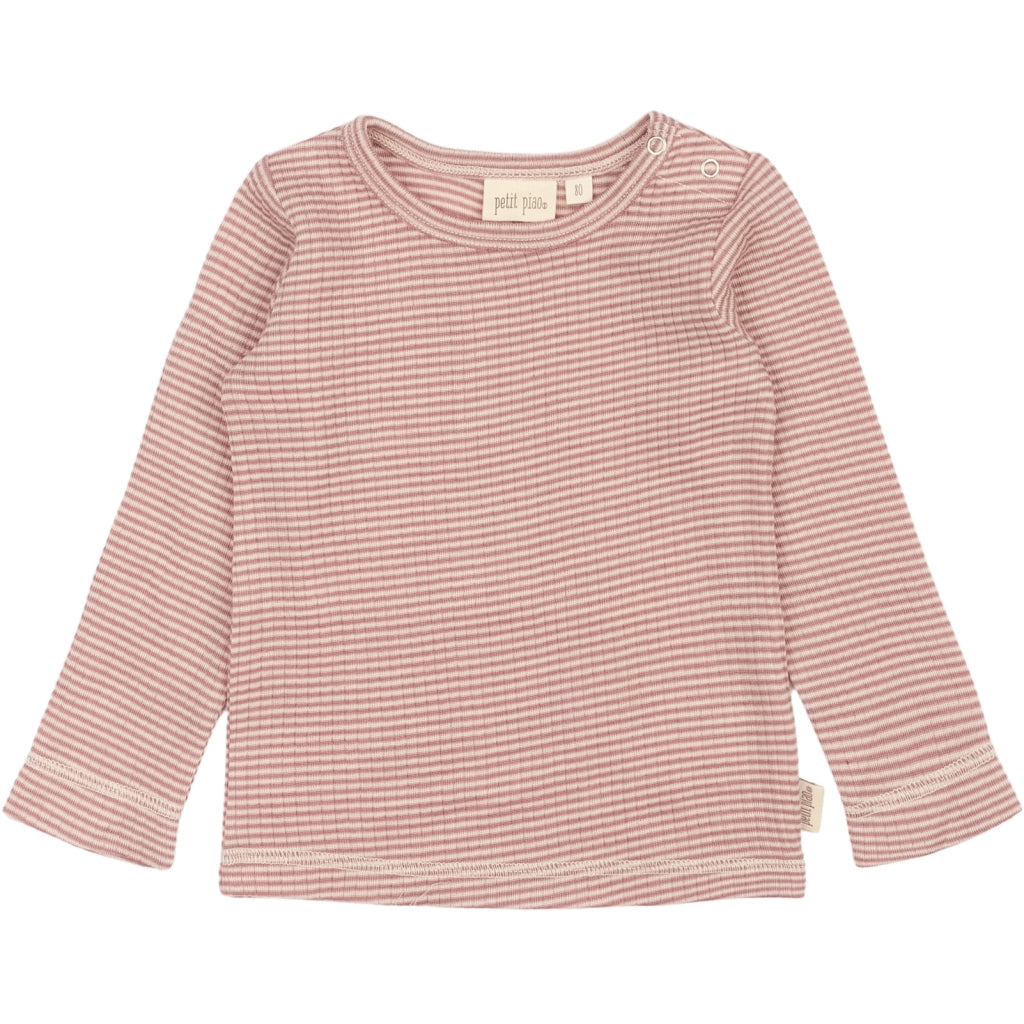 PETIT PIAO T-shirt L/S Modal Langærmet bluse Nostalgic Rose/Dark Off White