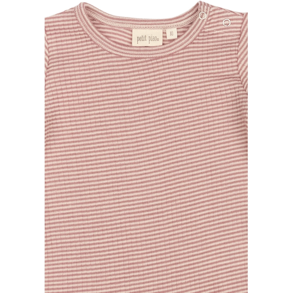 PETIT PIAO T-shirt L/S Modal Langærmet bluse Nostalgic Rose/Dark Off White