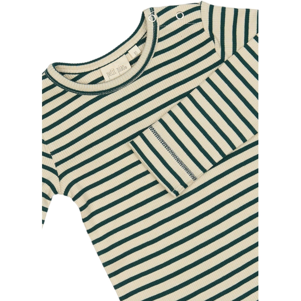 PETIT PIAO T-shirt L/S Modal Striped Langærmet bluse Dark Sea/off white
