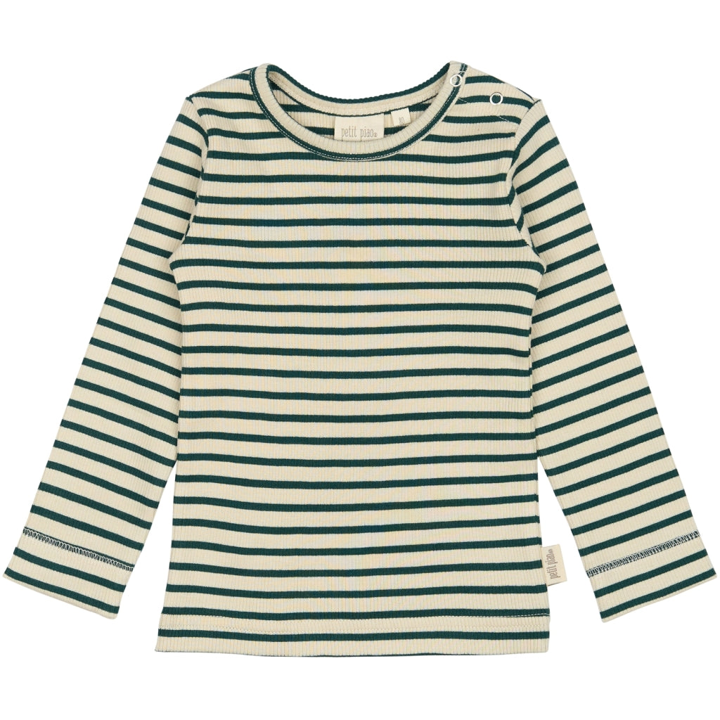 PETIT PIAO T-shirt L/S Modal Striped Langærmet bluse Dark Sea/off white