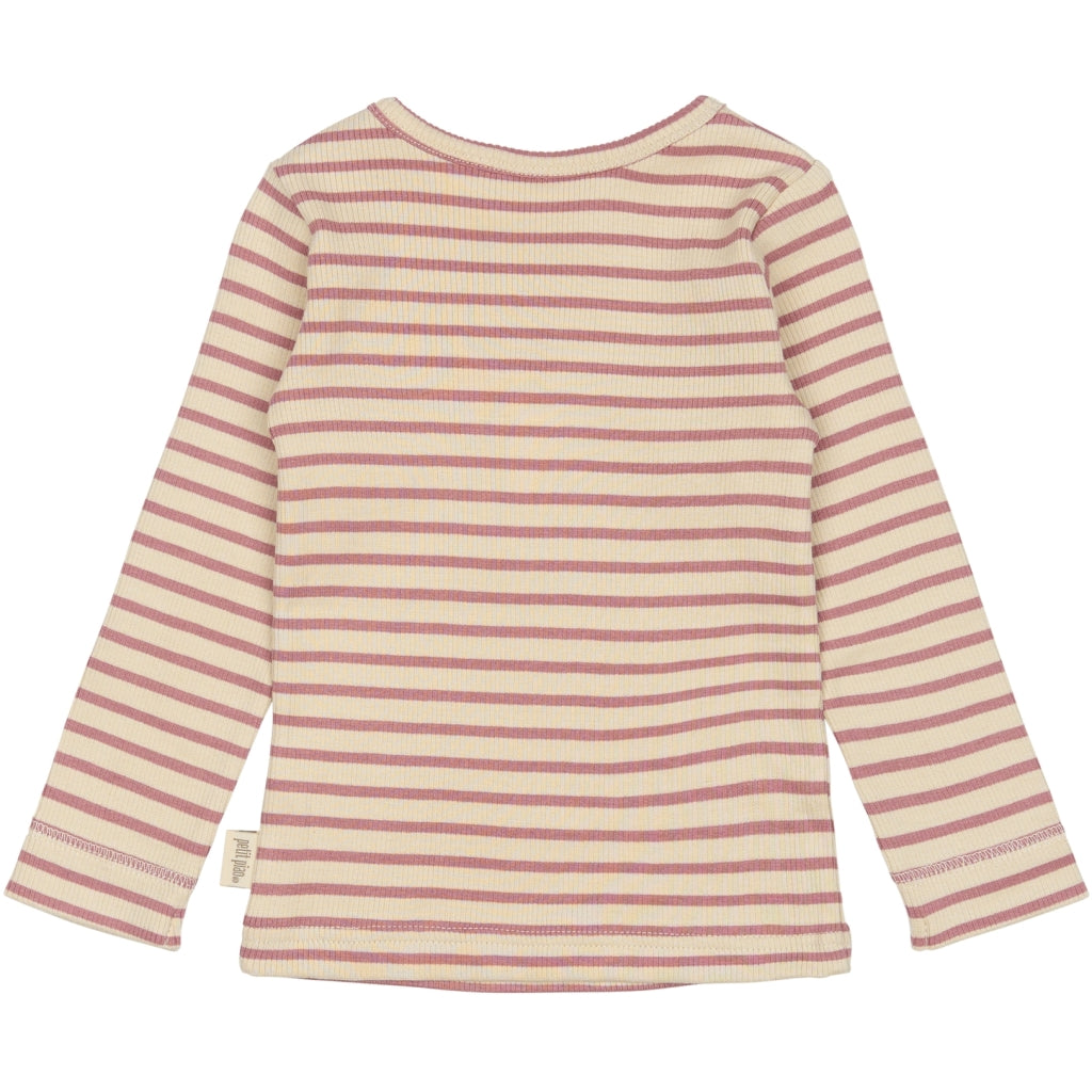 PETIT PIAO T-shirt L/S Modal Striped Langærmet bluse Nostalgic Rose/off white