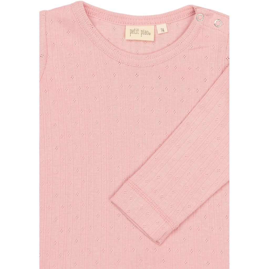 PETIT PIAO T-shirt L/S Pointelle Langærmet bluse Bright Rose