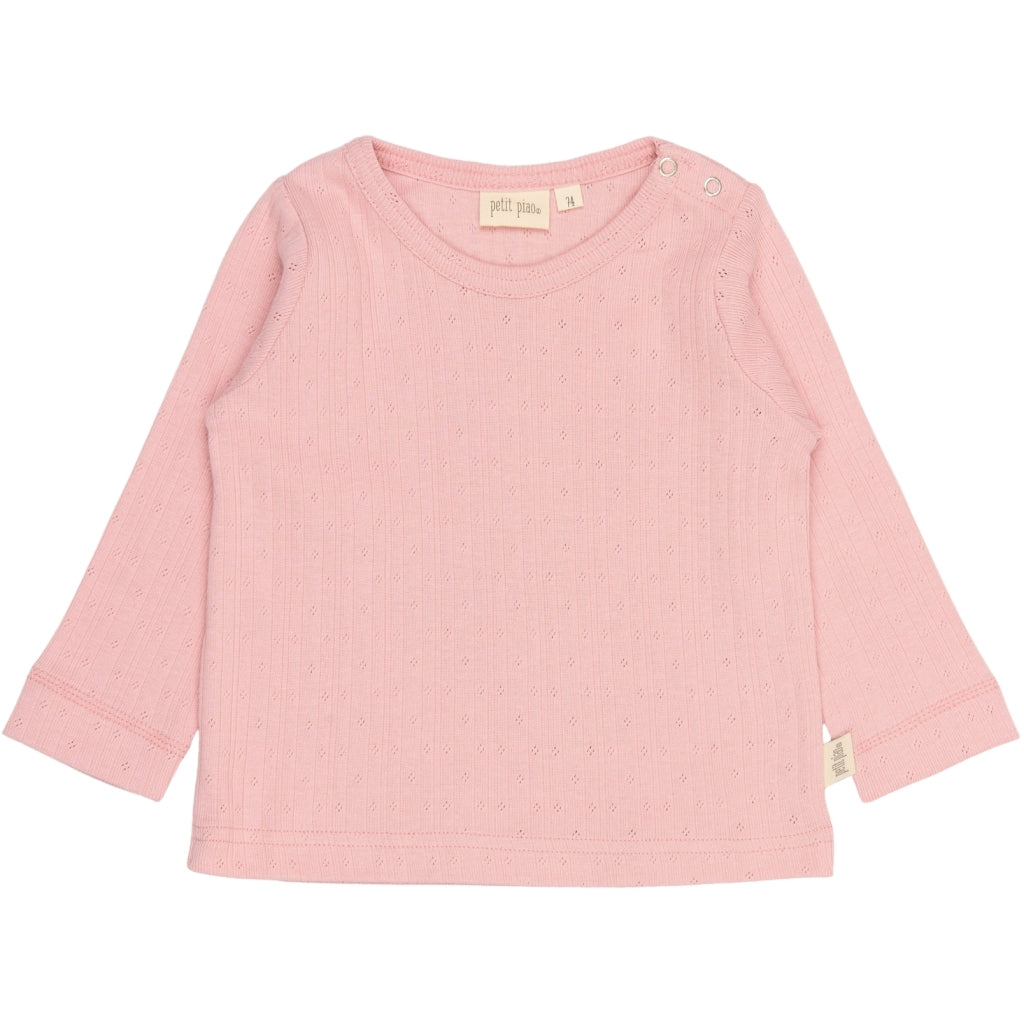 PETIT PIAO T-shirt L/S Pointelle Langærmet bluse Bright Rose