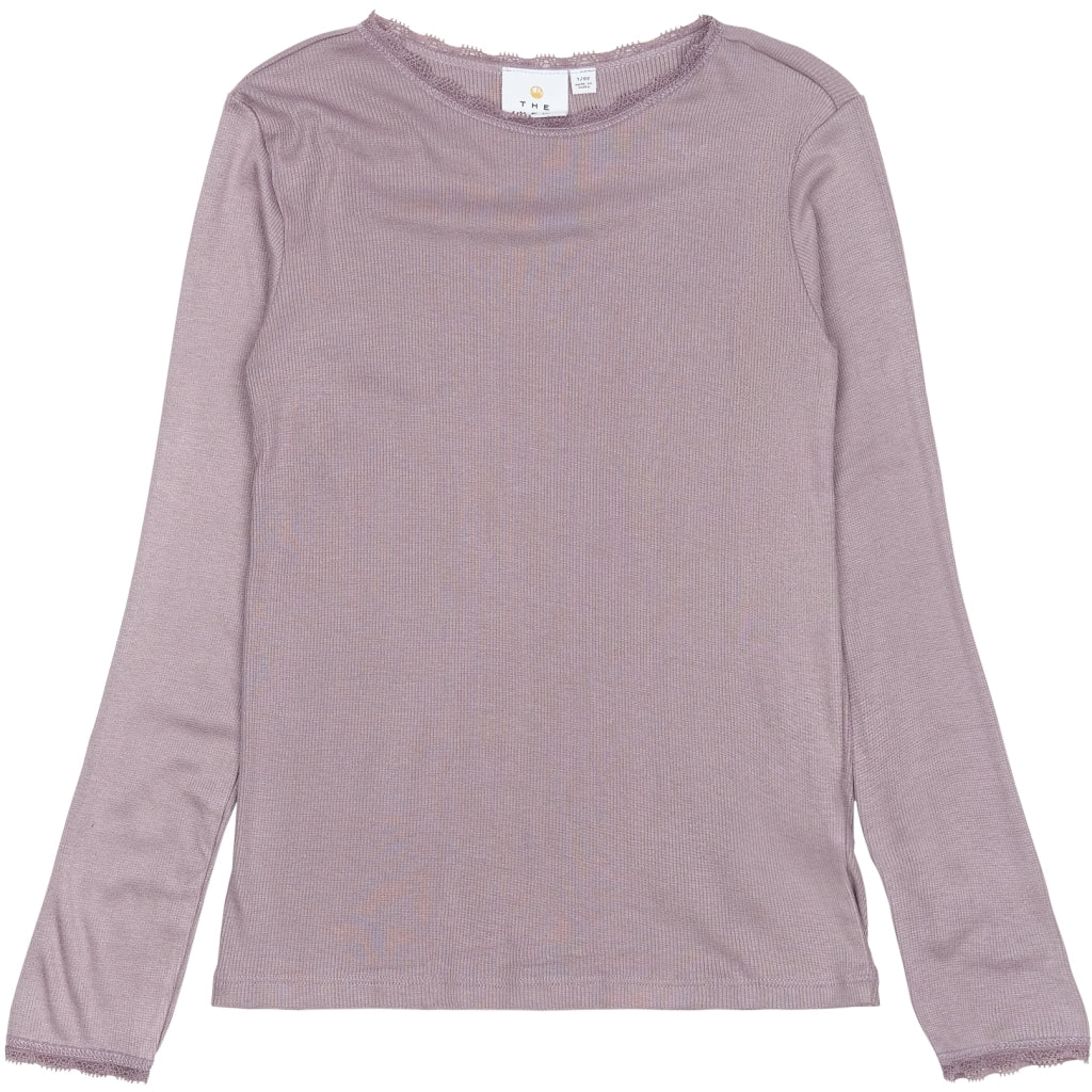 THE NEW TNLotus Langærmet Rib Bluse Langærmet bluse GRAY RIDGE