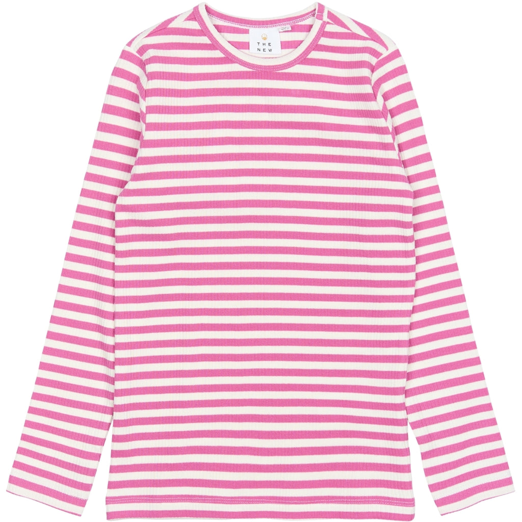THE NEW TNMoore Langærmet Rib Bluse Langærmet bluse Ibis Rose Striped