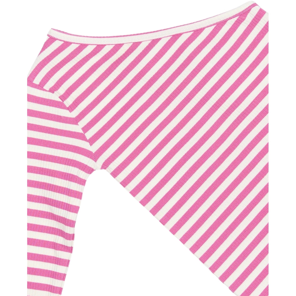 THE NEW TNMoore One Shoulder Rib Bluse Langærmet bluse Ibis Rose Striped
