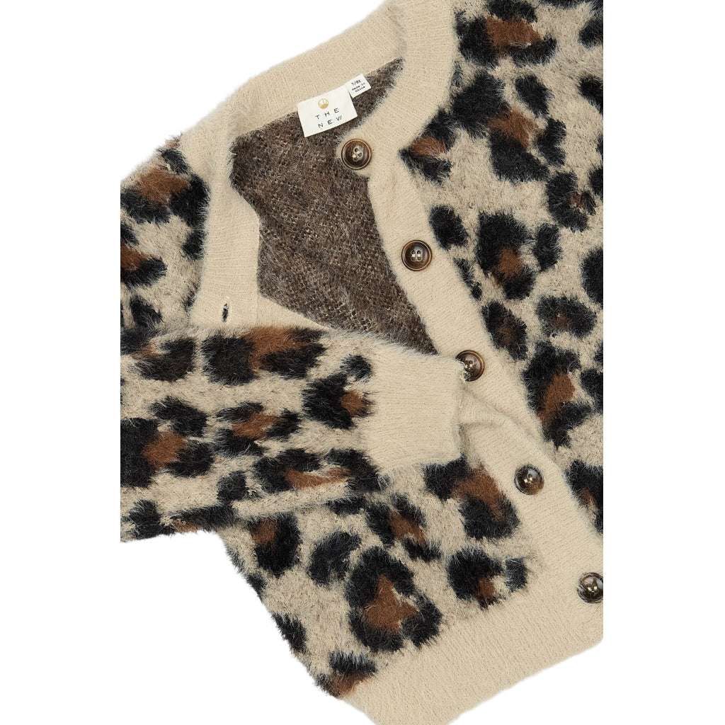 THE NEW TNPamilla Jacquard Cardigan Strik Feather Gray AOP