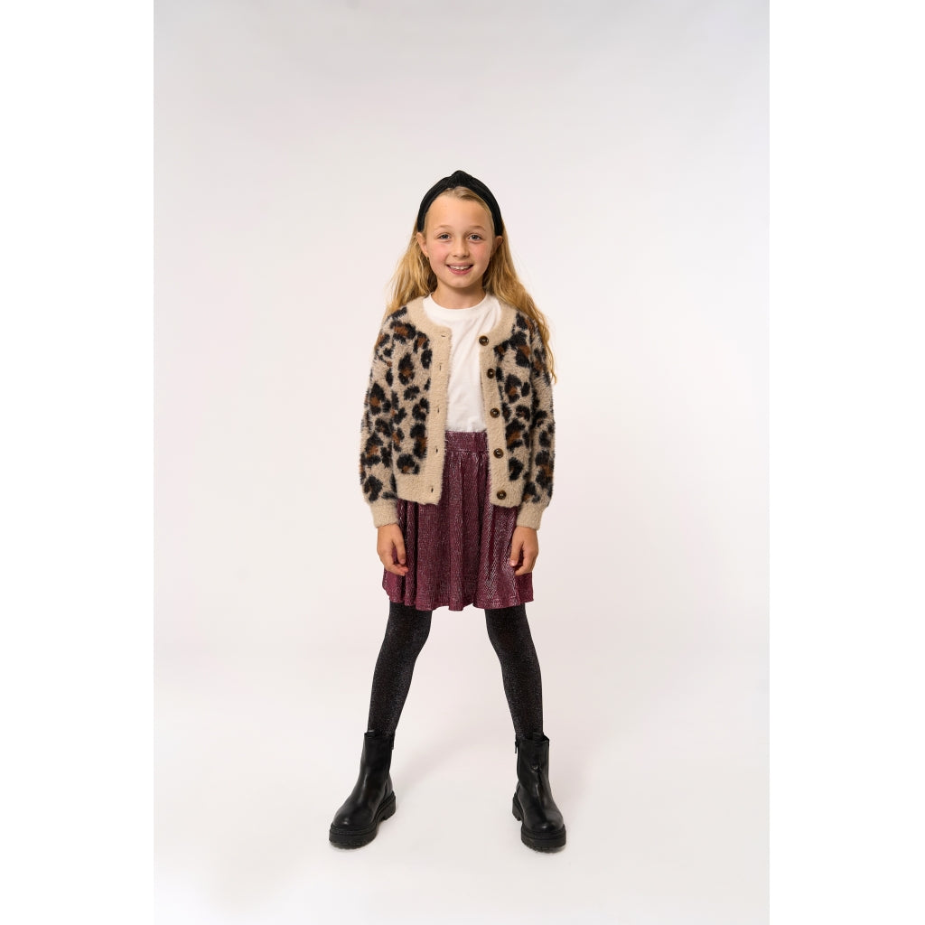 THE NEW TNPamilla Jacquard Cardigan Strik Feather Gray AOP