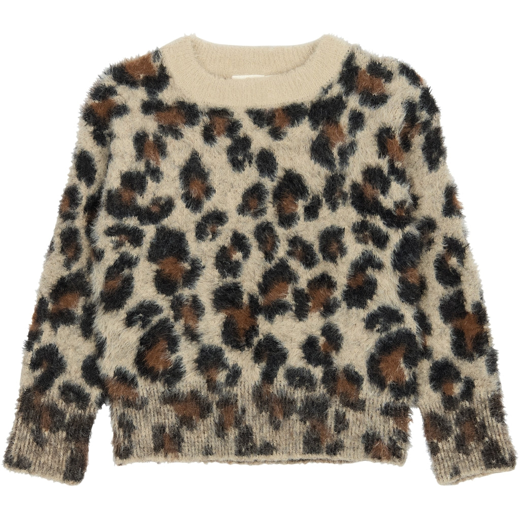 THE NEW TNPamilla Jacquard Striktrøje Strik Feather Gray AOP