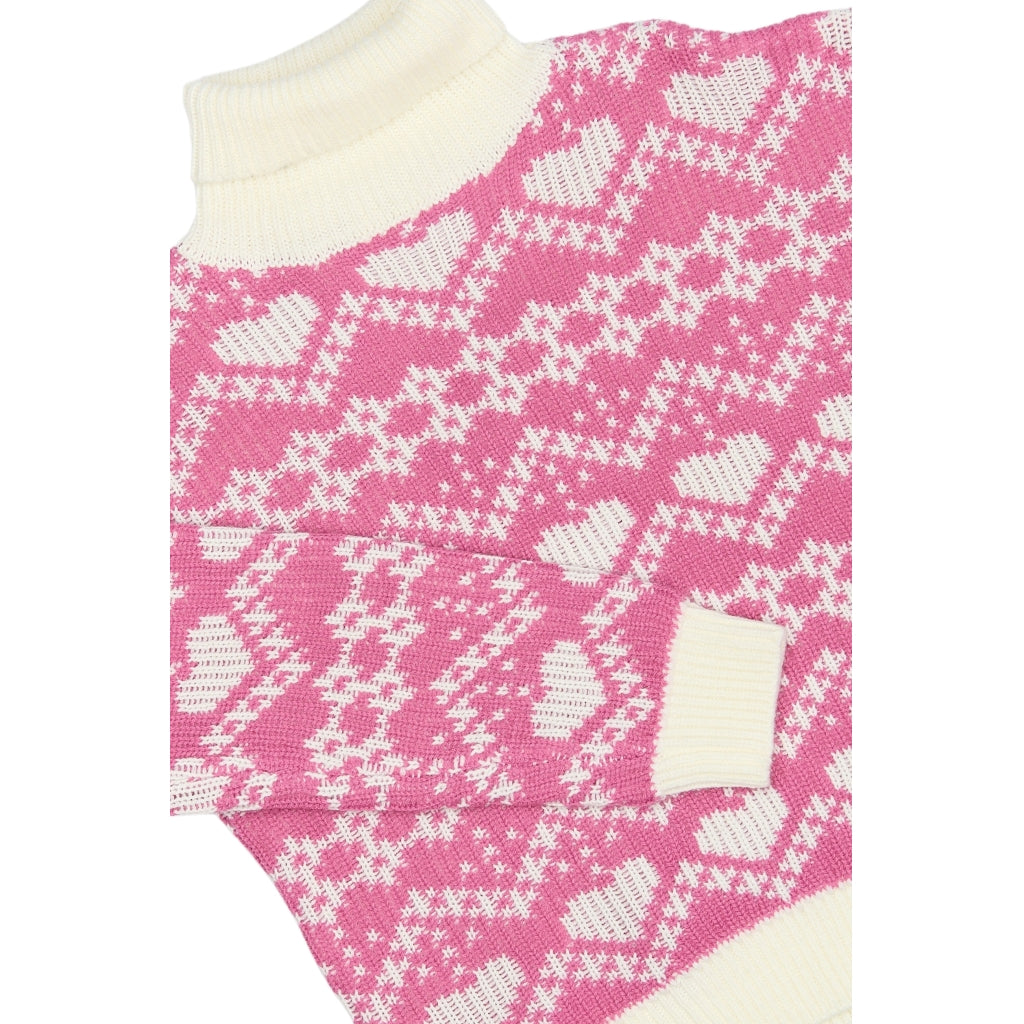 THE NEW TNPerline Jacquard Striktrøje Strik Ibis Rose