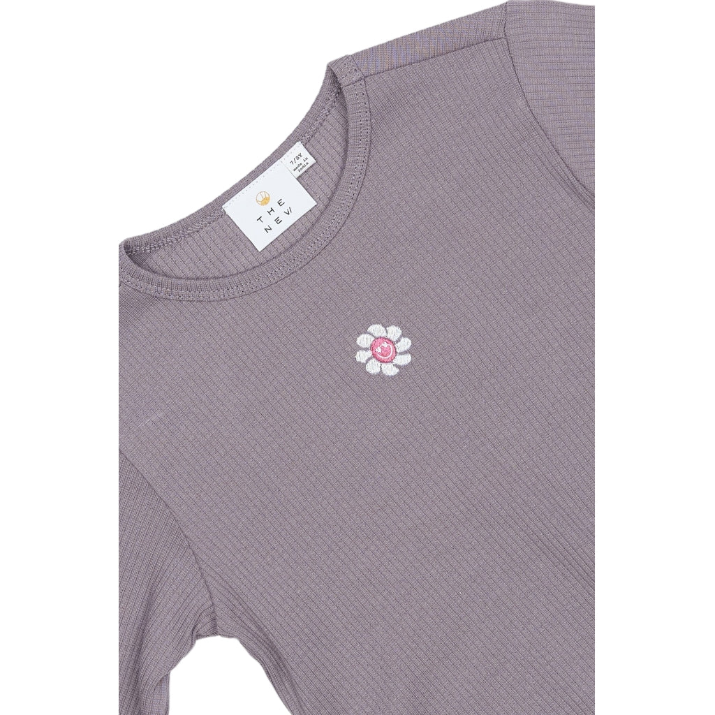 THE NEW TNPerrin Short Langærmet Rib Bluse Langærmet bluse GRAY RIDGE