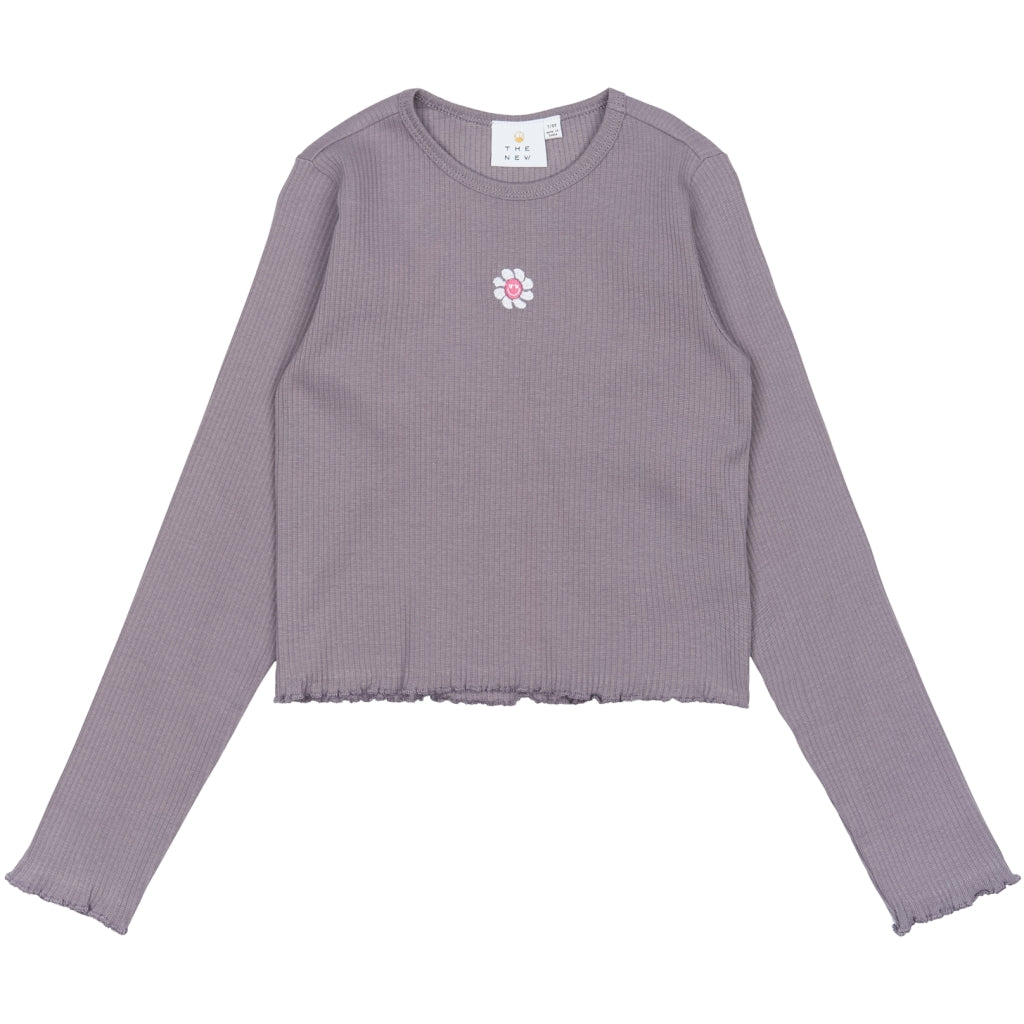 THE NEW TNPerrin Short Langærmet Rib Bluse Langærmet bluse GRAY RIDGE