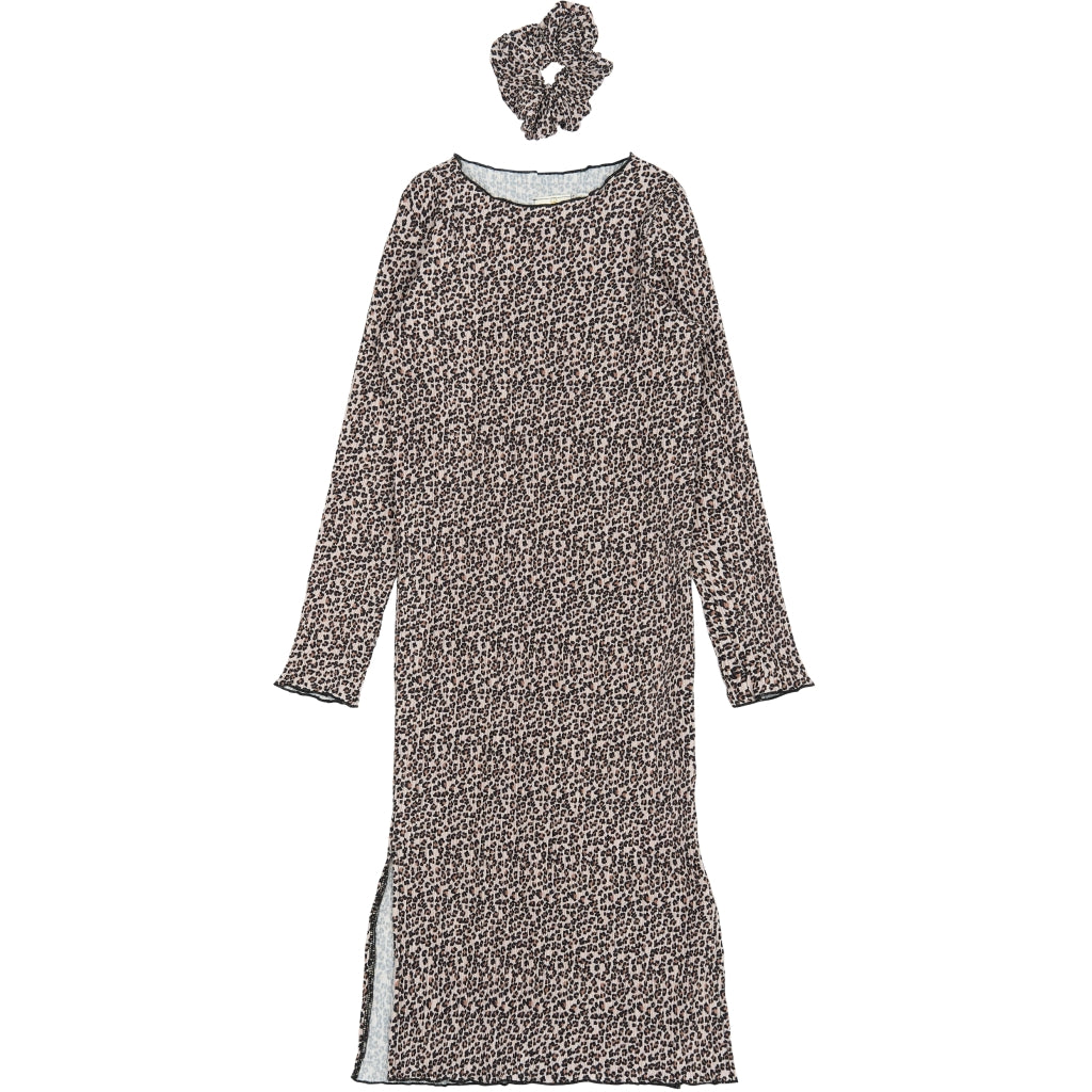 THE NEW TNPet Langærmet Plisseret Kjole Kjoler Feather Gray AOP