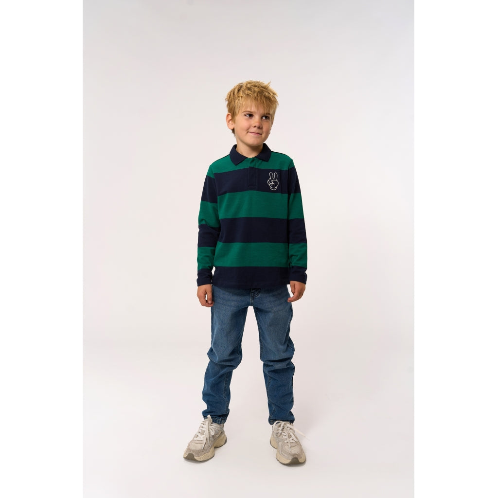 THE NEW TNPino Langærmet Pique Polo Langærmet bluse Navy Blazer Striped