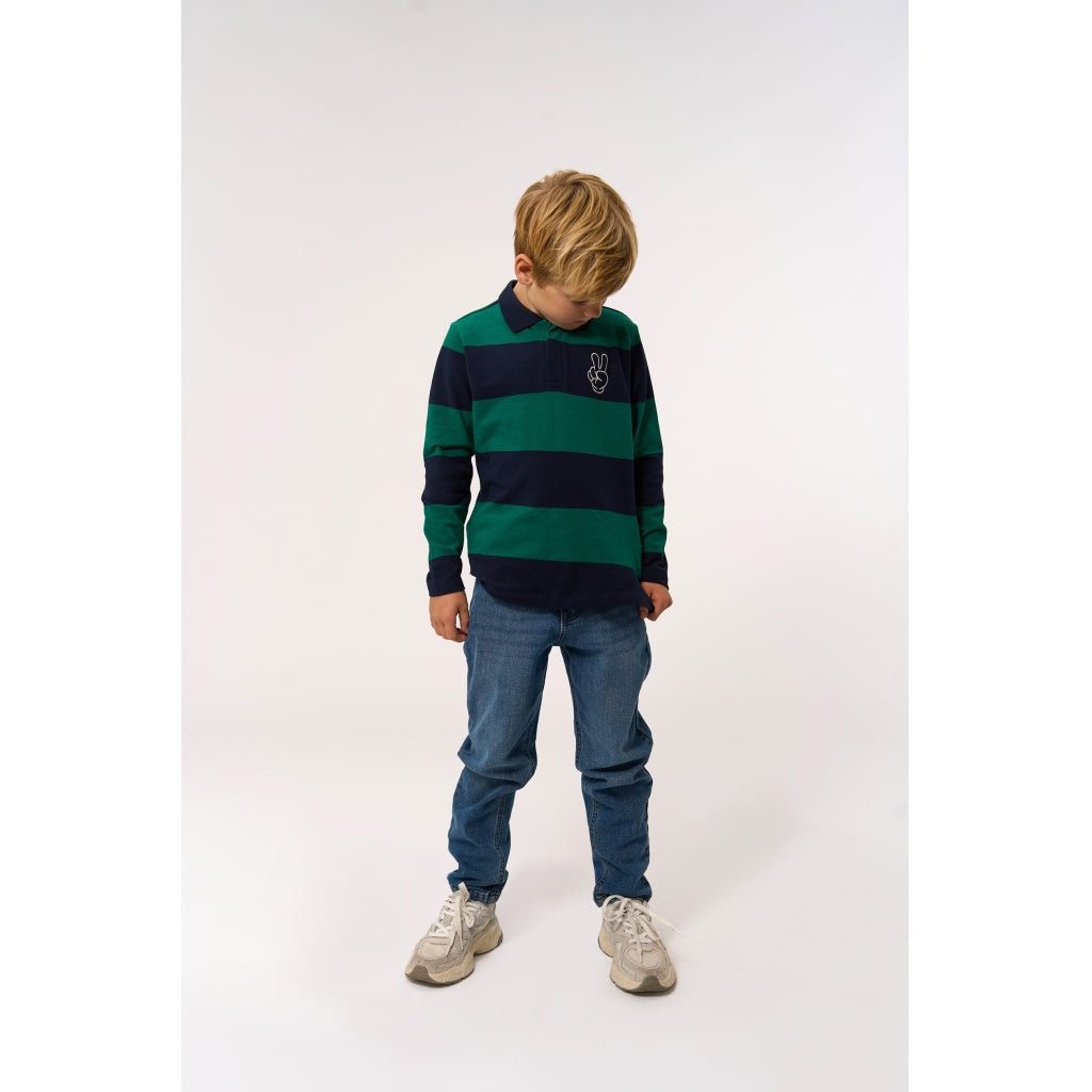 THE NEW TNPino Langærmet Pique Polo Langærmet bluse Navy Blazer Striped