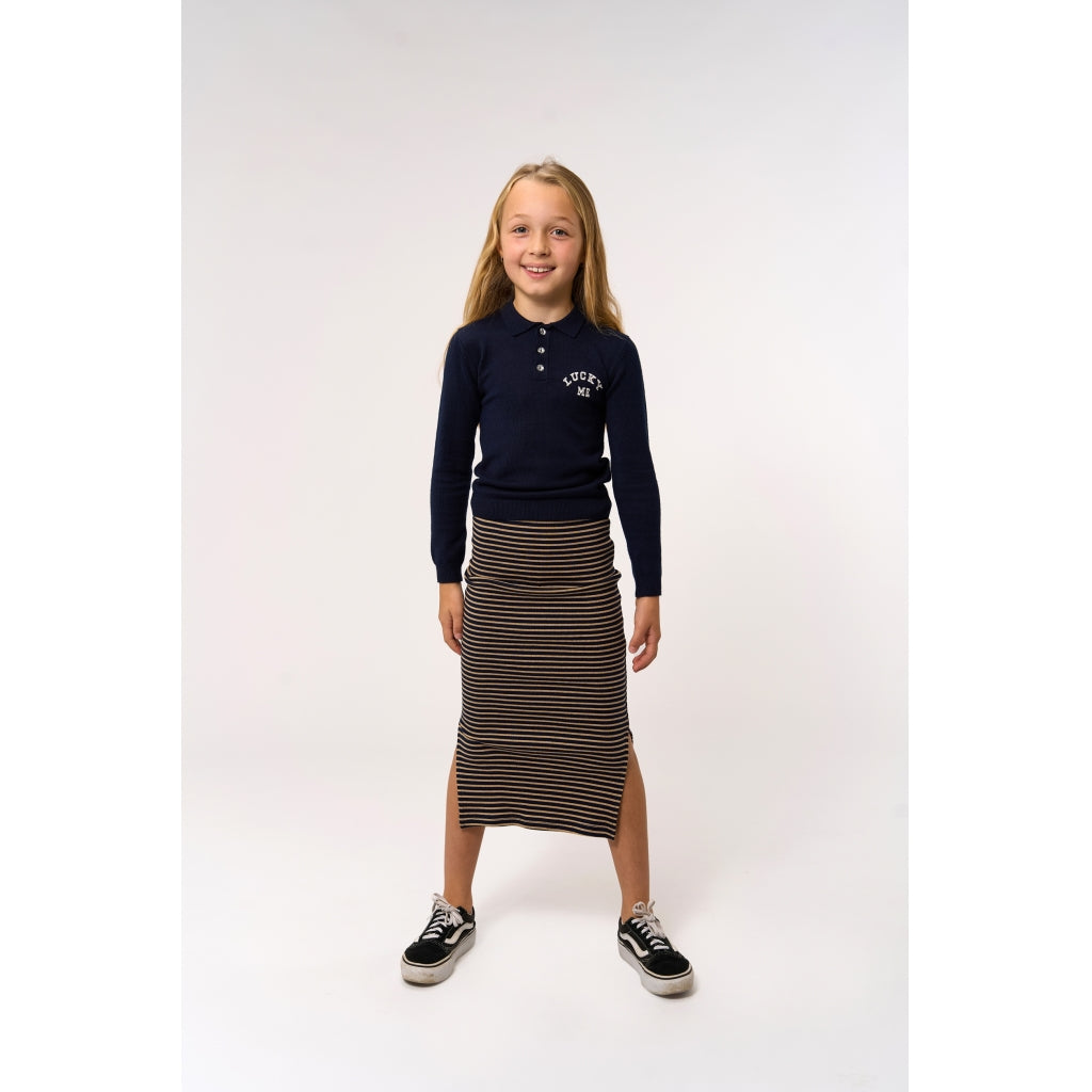 THE NEW TNPriscilla Long Rib Nederdel Nederdel Navy Blazer Striped