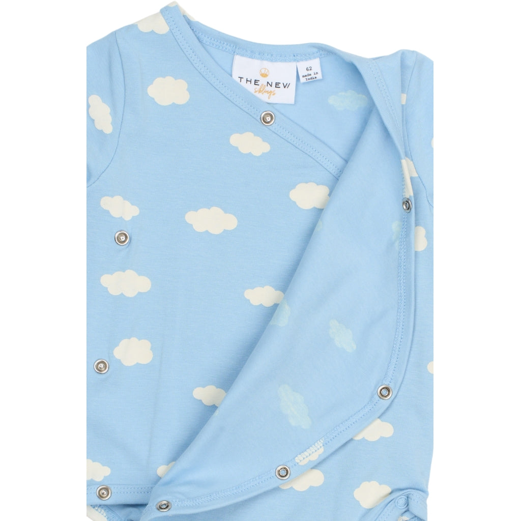 THE NEW SIBLINGS TNSBPaco Langærmet Wrap Bodystocking Bodystockings Powder Blue AOP