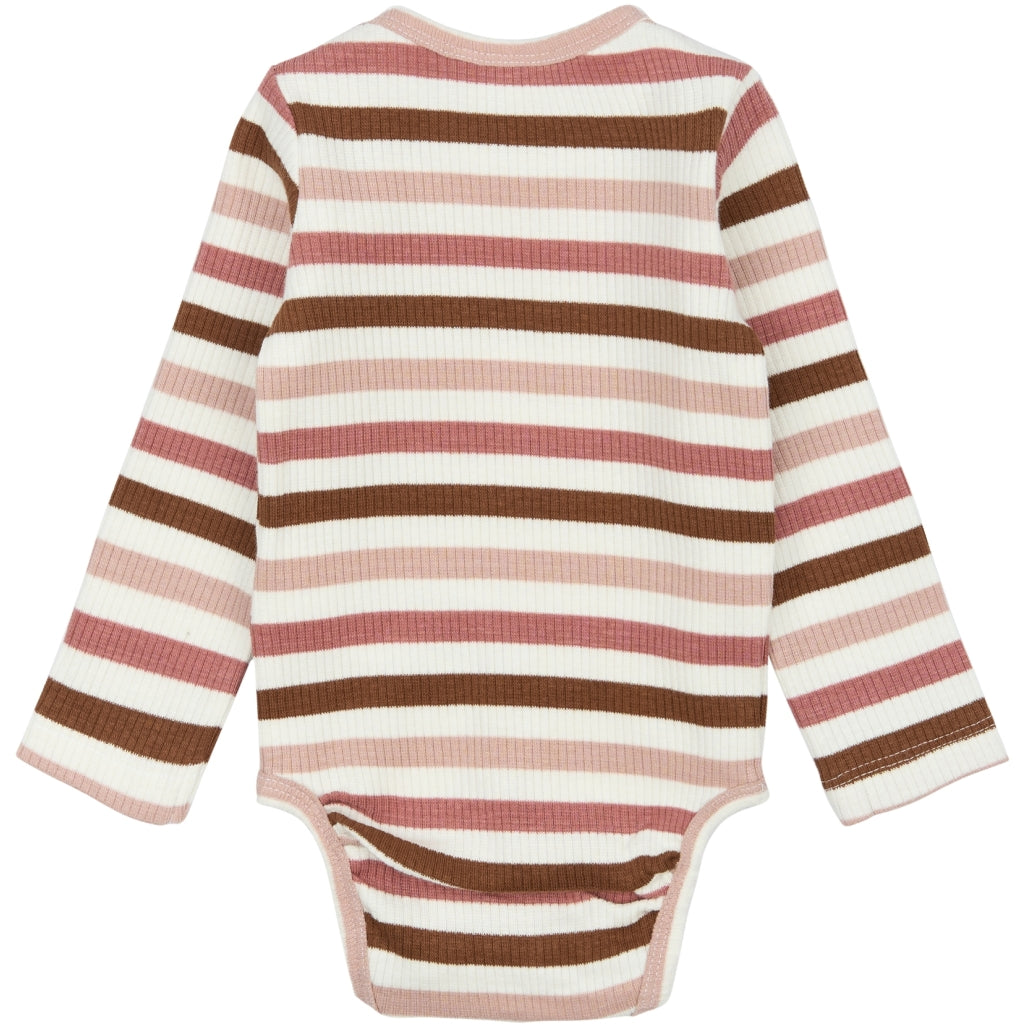 THE NEW SIBLINGS TNSBPama Langærmet Rib Bodystocking Bodystockings Withered Rose Striped