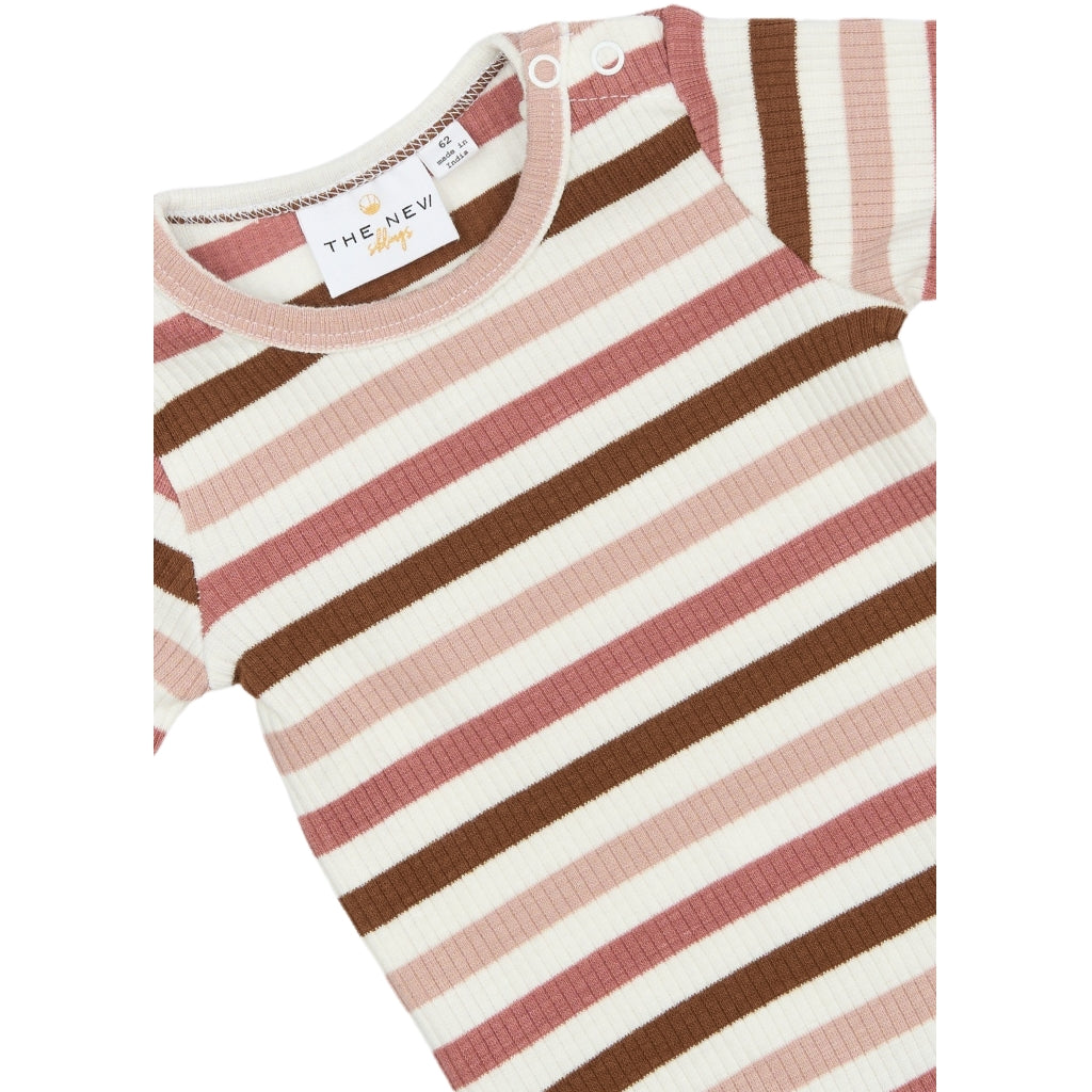 THE NEW SIBLINGS TNSBPama Langærmet Rib Bodystocking Bodystockings Withered Rose Striped
