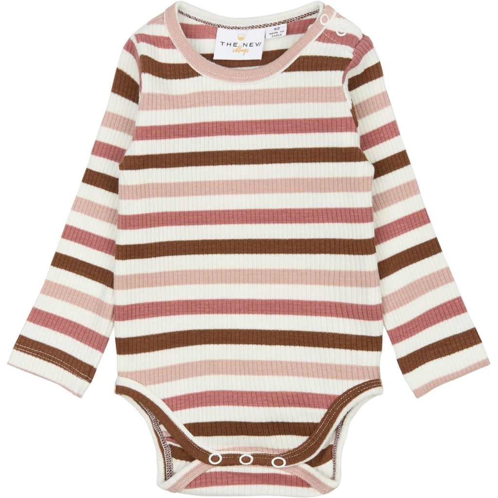 THE NEW SIBLINGS TNSBPama Langærmet Rib Bodystocking Bodystockings Withered Rose Striped