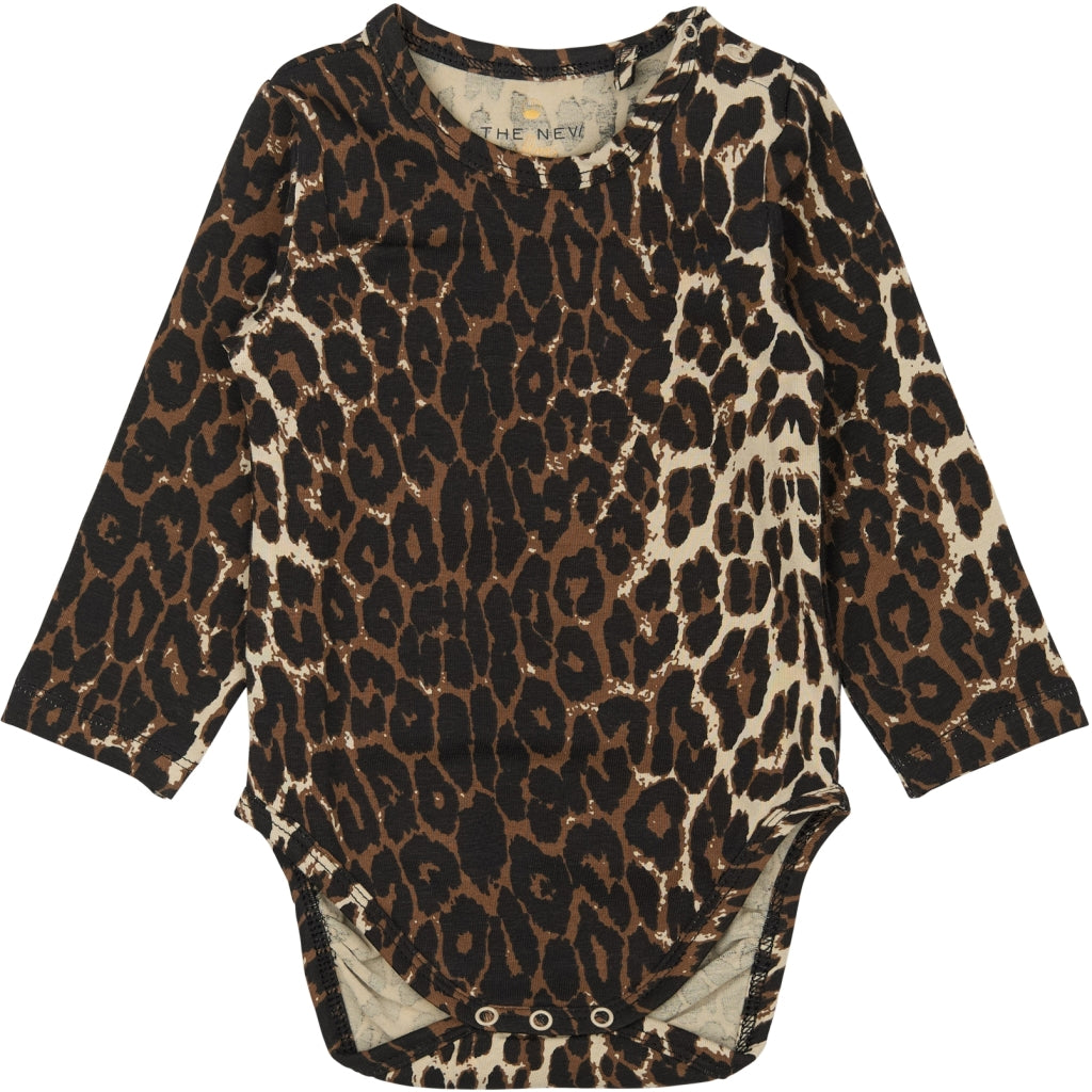 THE NEW SIBLINGS TNSBPenny Langærmet Bodystocking Bodystockings Feather Gray AOP