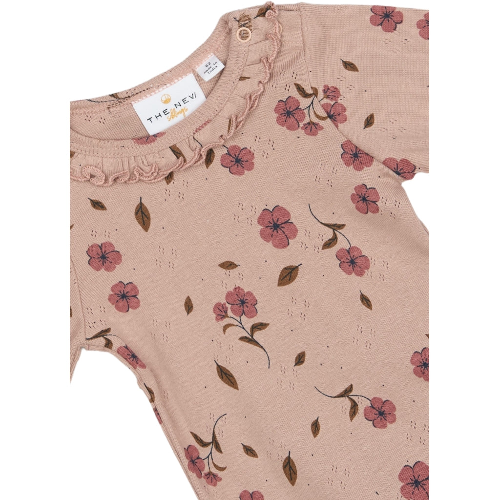 THE NEW SIBLINGS TNSBPicole Langærmet Pointelle Bodystocking Bodystockings Adobe Rose AOP