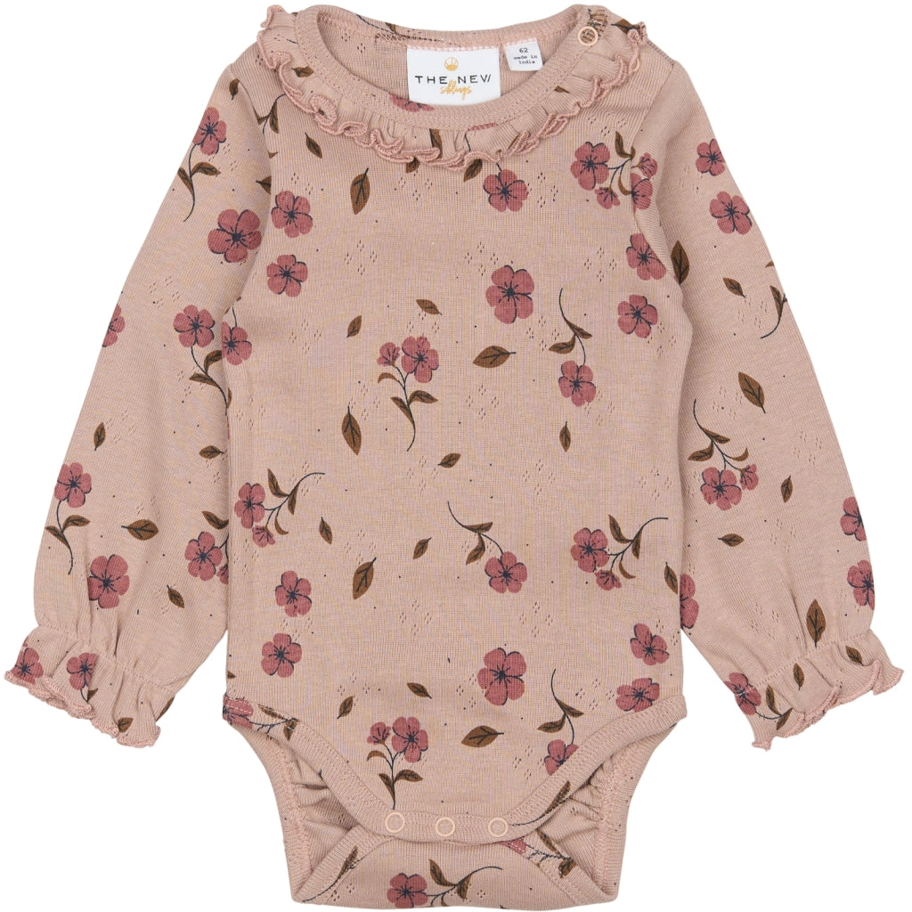 THE NEW SIBLINGS TNSBPicole Langærmet Pointelle Bodystocking Bodystockings Adobe Rose AOP