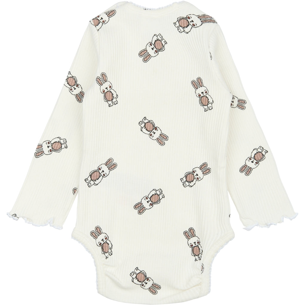 THE NEW SIBLINGS TNSBPippa Langærmet Rib Bodystocking Bodystockings Cloud Dancer AOP