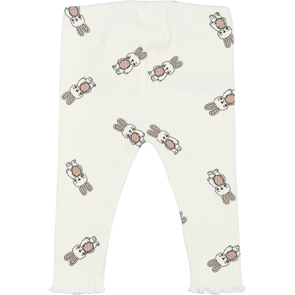 THE NEW SIBLINGS TNSBPippa Rib Leggings Leggings Cloud Dancer AOP