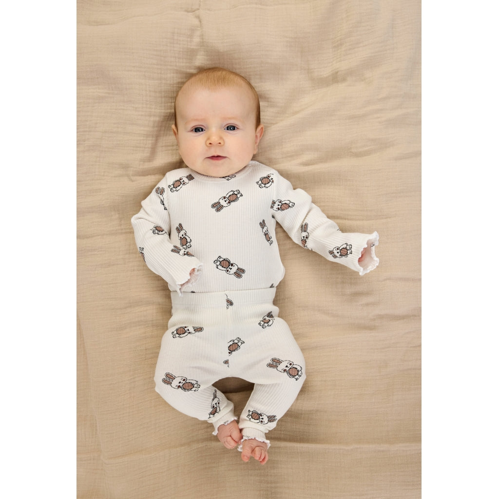 THE NEW SIBLINGS TNSBPippa Rib Leggings Leggings Cloud Dancer AOP