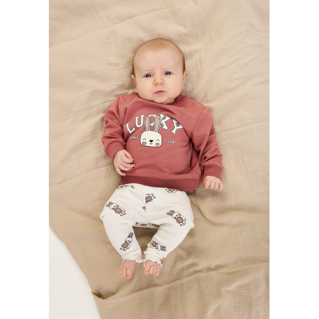 THE NEW SIBLINGS TNSBPippa Rib Leggings Leggings Cloud Dancer AOP