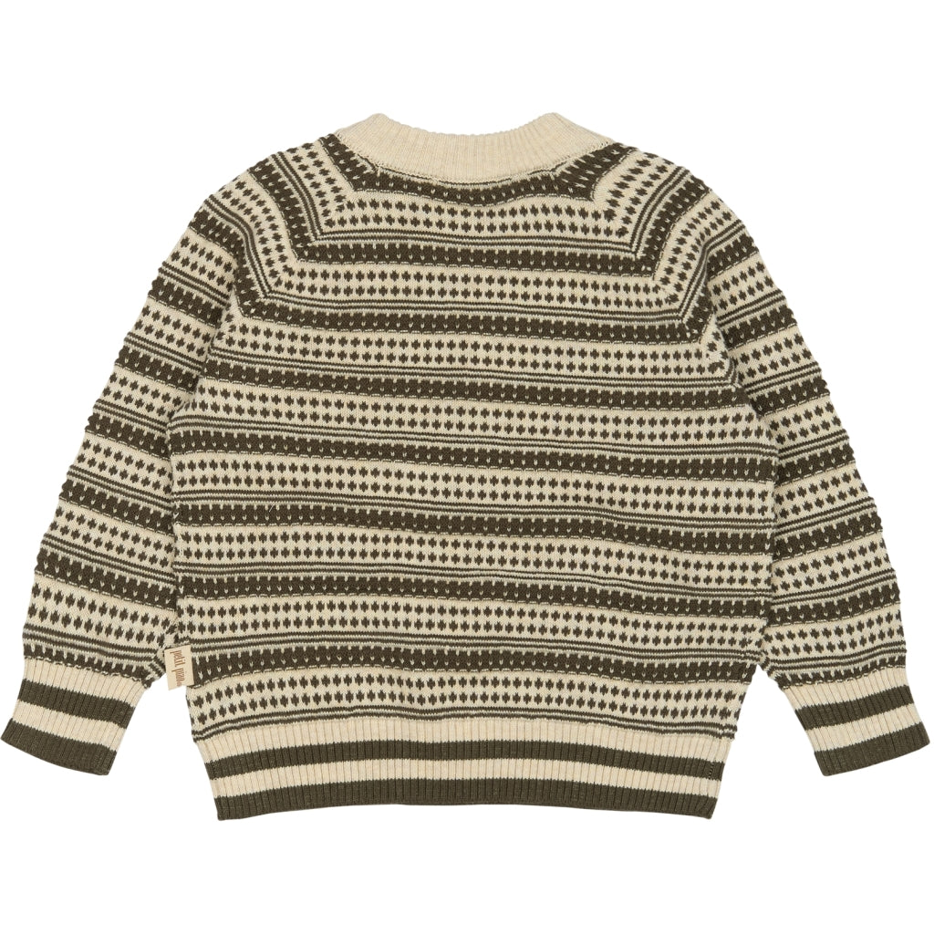 PETIT PIAO ppDirch Nordic Knit Sweater Strik Dark Off White/Dusty Moss